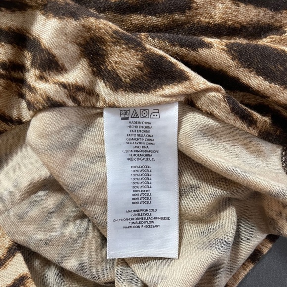 Michael Kors Brown Animal Print Cowl Neck Top Long Sleeve Blouse - Picture 5 of 7